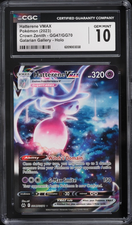 2023 Pokemon Sword & Shield Crown Zenith Full Art Hatterene VMAX #GG47 CGC 10 GEM MINT