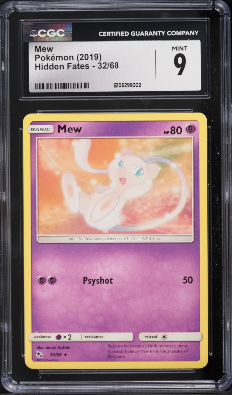 2019 Pokemon Sun & Moon Hidden Fates Mew #32 CGC 9 MINT