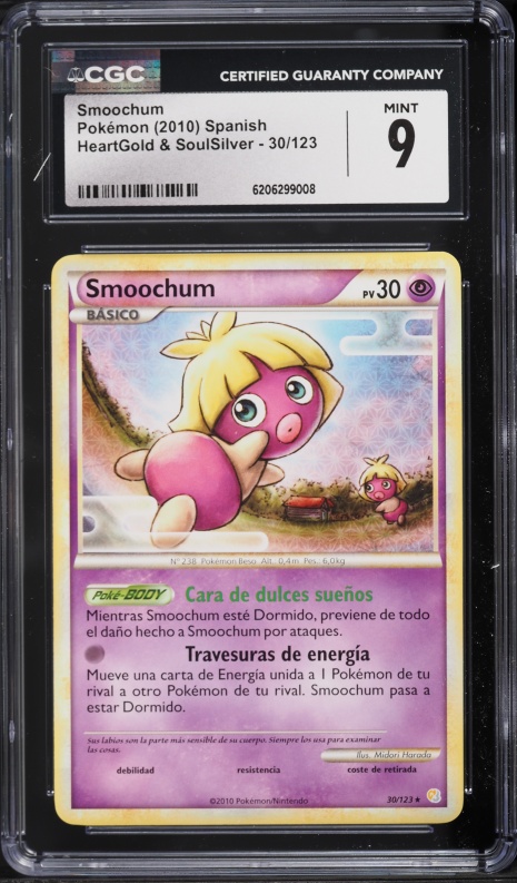 2010 Pokemon Spanish Heartgold & Soulsilver Smoochum #30 CGC 9 MINT