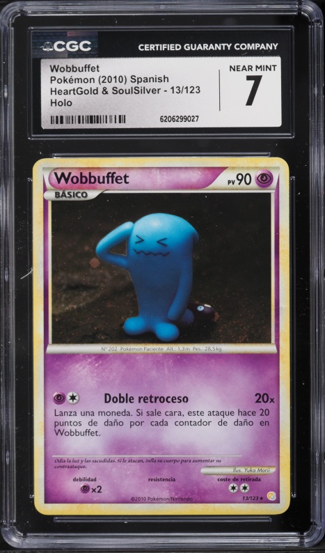 2010 Pokemon Spanish HeartGold & SoulSilver Holo Wobbuffet #13 CGC 7 NRMT