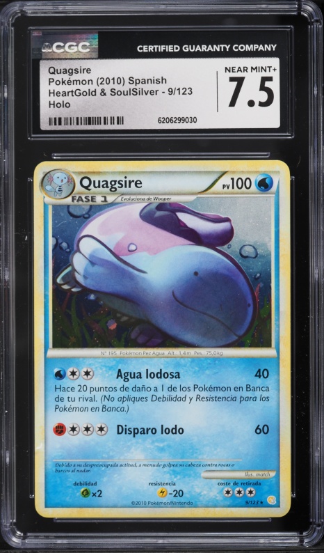 2010 Pokemon Spanish HeartGold & SoulSilver Holo Quagsire #9 CGC 7.5 NRMT+