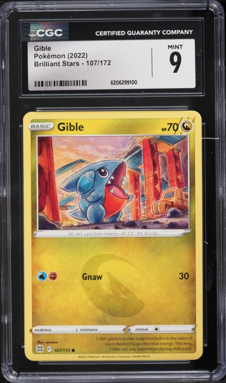 2022 Pokemon Brilliant Stars Gible #107 CGC 9 MINT