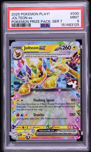 2025 Pokemon SV Prismatic Evolutions Play! Prize Pack Series 7 Jolteon ex #30 PSA 9 MINT