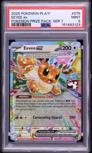 2025 Pokemon SV Prismatic Evolutions Play! Prize Pack Series 7 Eevee ex #75 PSA 9 MINT