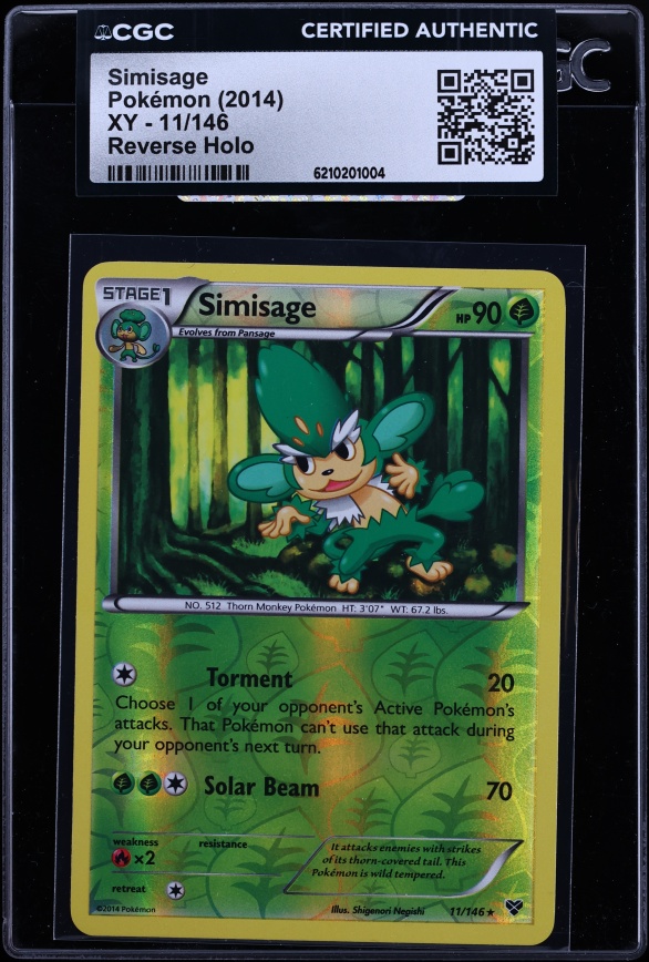 2014 Pokemon XY Reverse Holo Simisage #11 CGC AUTH
