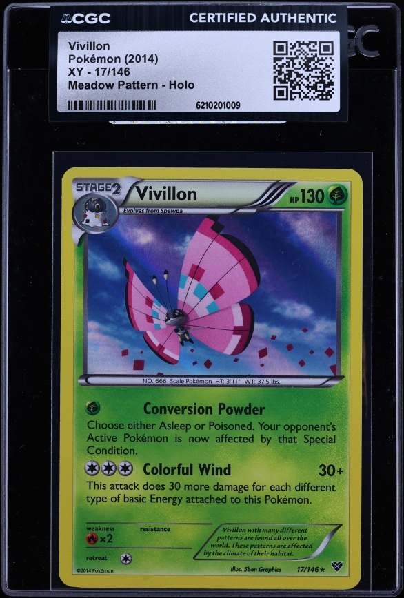 2014 Pokemon XY Meadow Pattern Holo Vivillon #17 CGC AUTH