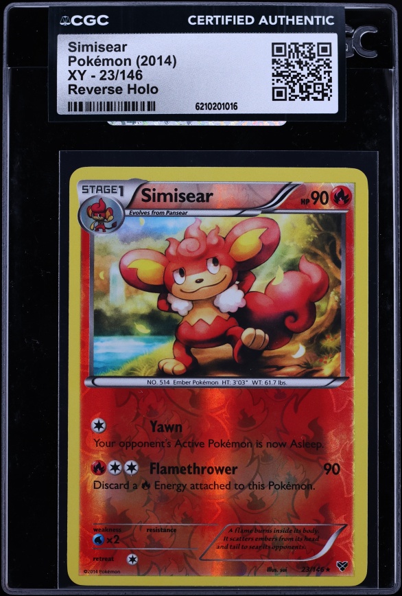 2014 Pokemon XY Reverse Holo Simisear #23 CGC AUTH