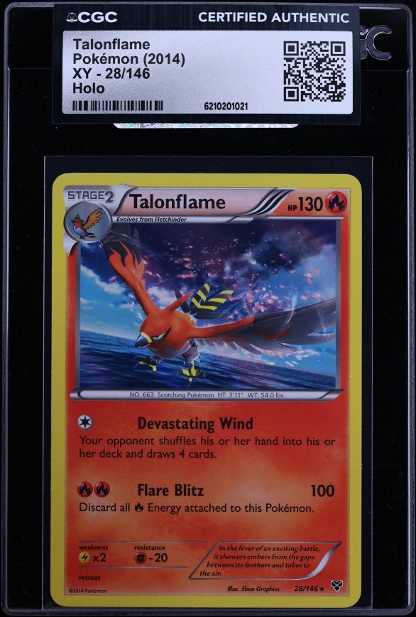 2014 Pokemon Xy Holo Talonflame #28 CGC AUTH