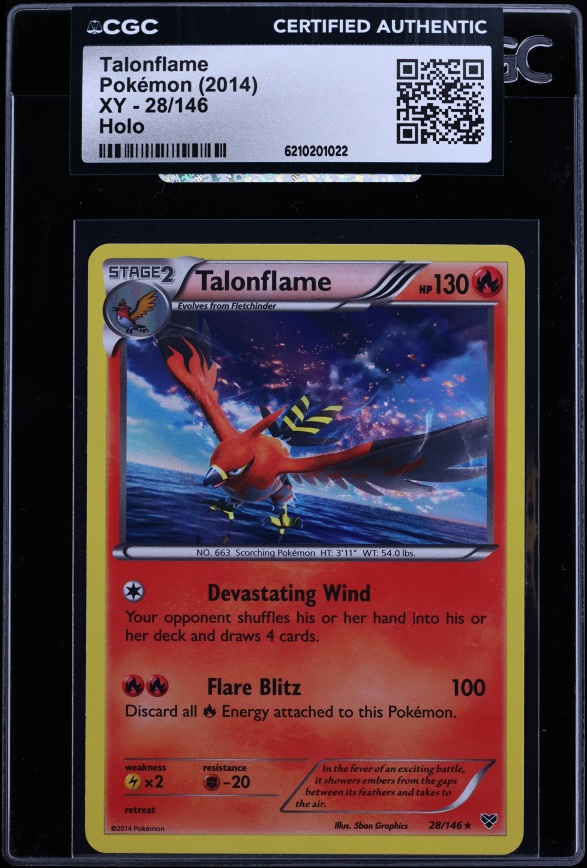 2014 Pokemon Xy Holo Talonflame #28 CGC AUTH