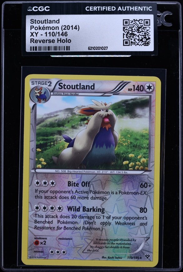 2014 Pokemon XY Reverse Holo Stoutland #110 CGC AUTH