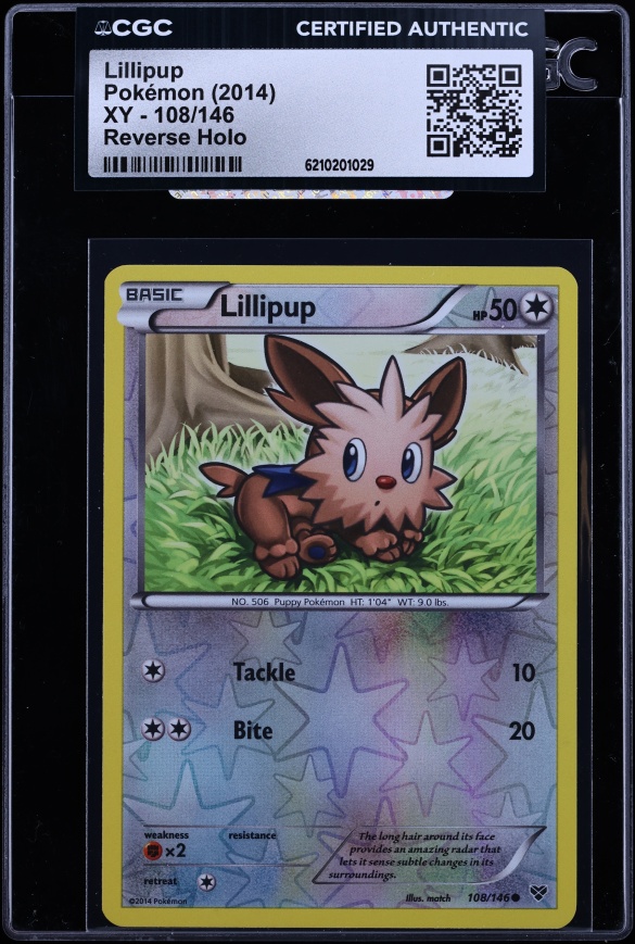2014 Pokemon XY Reverse Holo Lillipup #108 CGC AUTH