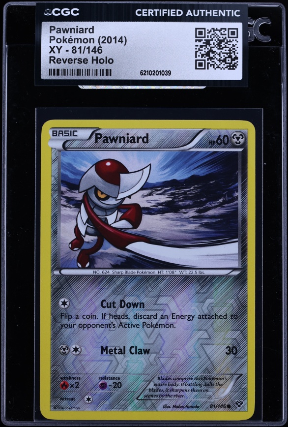 2014 Pokemon XY Reverse Holo Pawniard #81 CGC AUTH