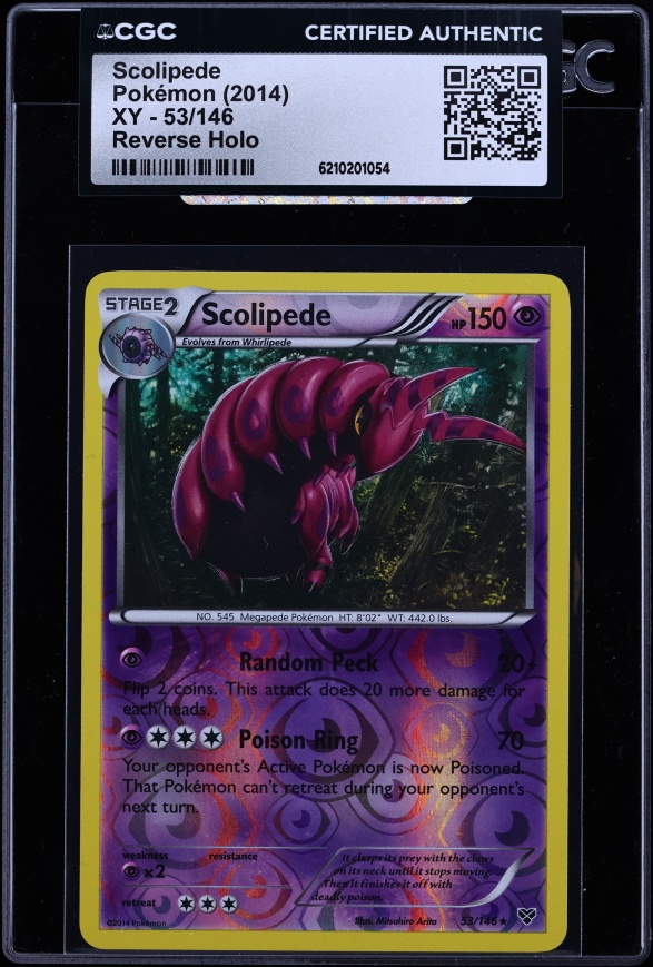 2014 Pokemon XY Reverse Holo Scolipede #53 CGC AUTH