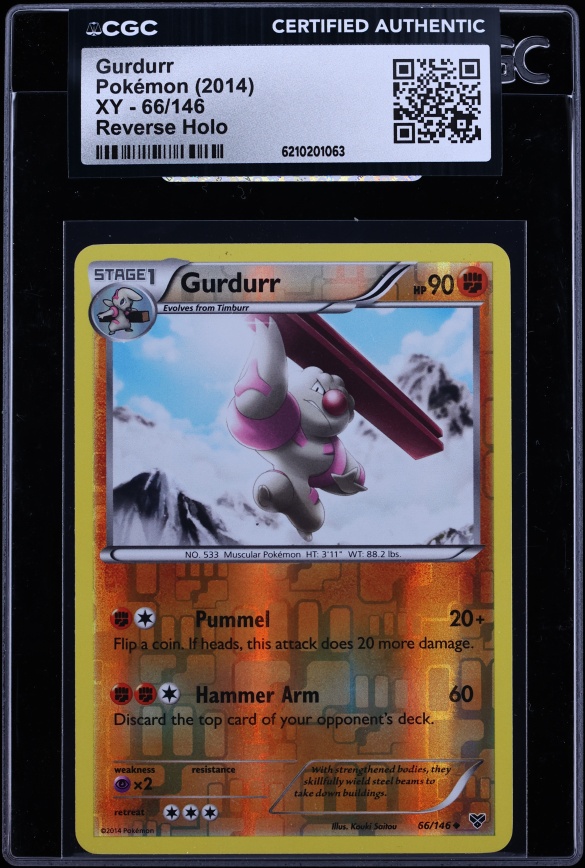 2014 Pokemon XY Reverse Holo Gurdurr #66 CGC AUTH