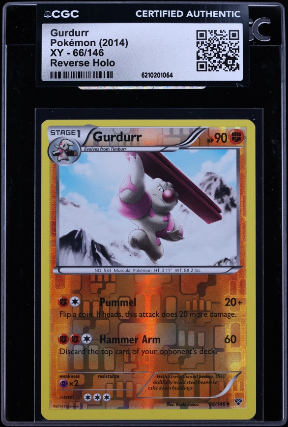 2014 Pokemon XY Reverse Holo Gurdurr #66 CGC AUTH