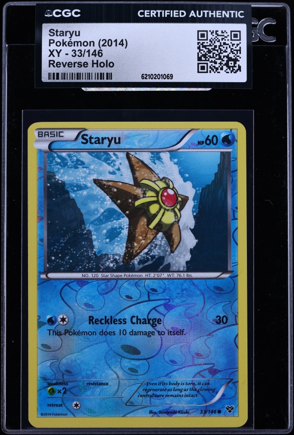 2014 Pokemon XY Reverse Holo Staryu #33 CGC AUTH
