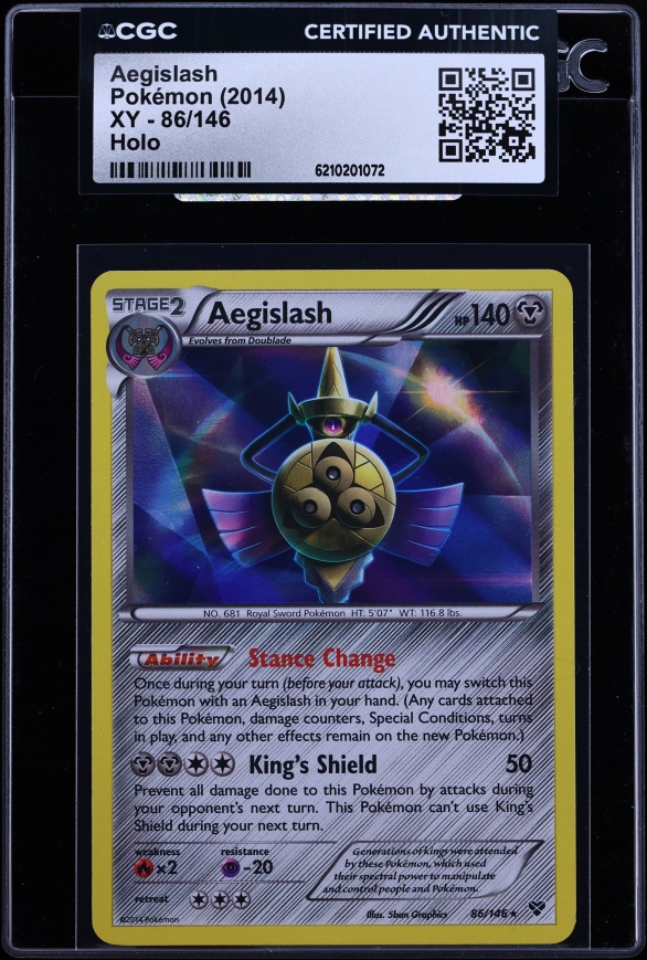 2014 Pokemon Xy Holo Aegislash #86 CGC AUTH