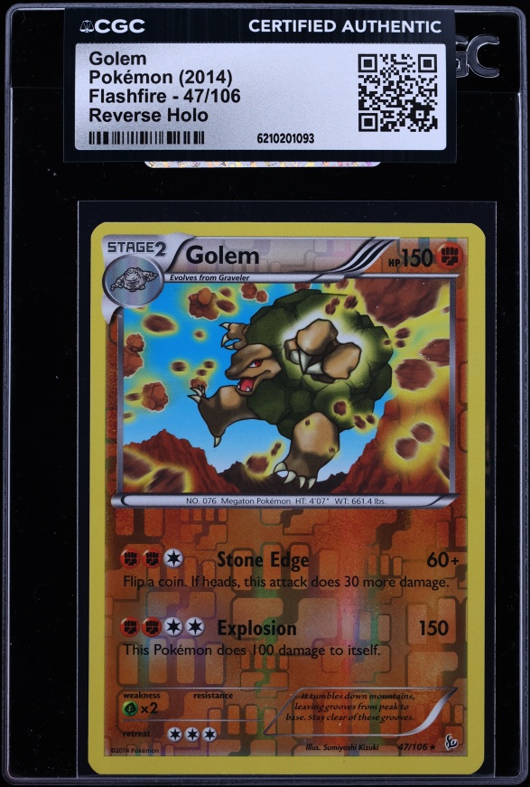 2014 Pokemon XY Flashfire Reverse Holo Golem #47 CGC AUTH