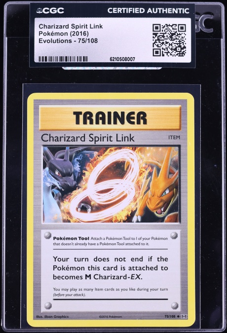 2016 Pokemon XY Evolutions Charizard Spirit Link #75 CGC AUTH