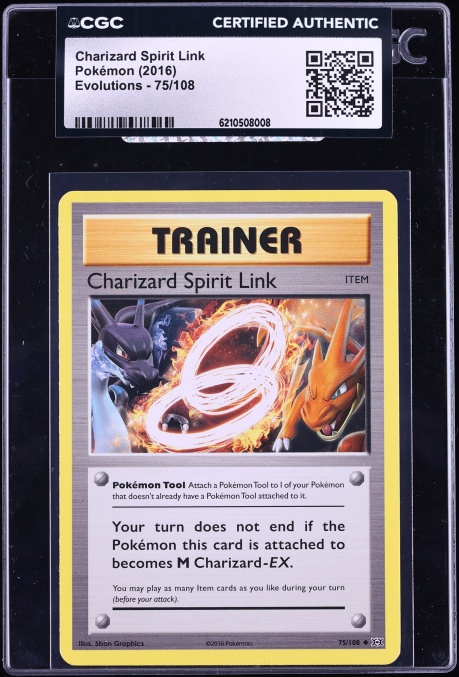 2016 Pokemon XY Evolutions Charizard Spirit Link #75 CGC AUTH