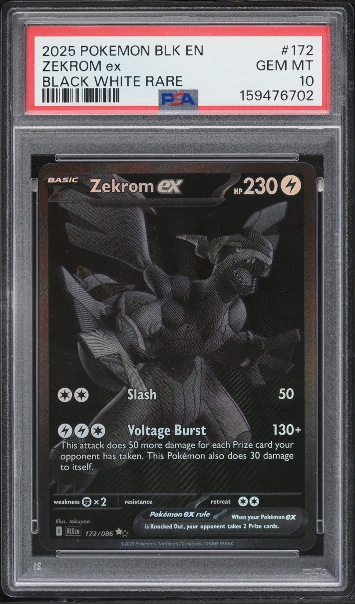 2025 Pokemon Scarlet & Violet Black Bolt BWR Zekrom ex #172 PSA 10 GEM MINT