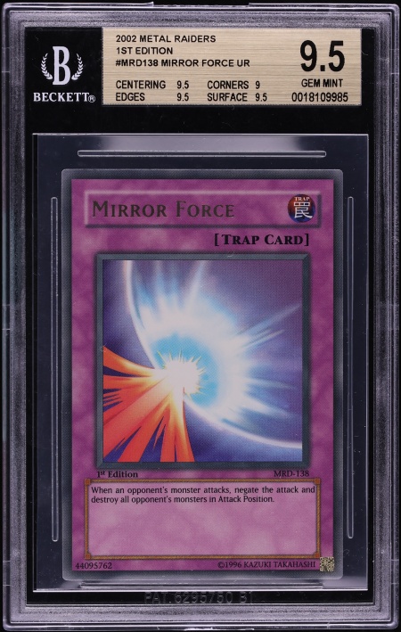2002 Yu-Gi-Oh! Metal Raiders 1st Edition Mirror Force #MRD-138 PSA