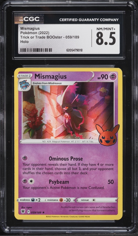 2022 Pokemon Scarlet & Violet Trick Or Trade BOOster Holo Mismagius #59 CGC 8.5 NM-MT+