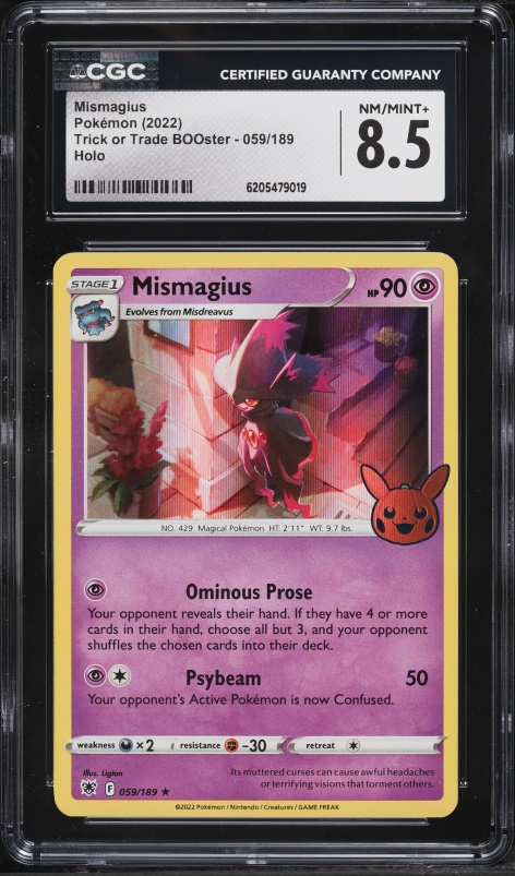 2022 Pokemon Scarlet & Violet Trick Or Trade BOOster Holo Mismagius #59 CGC 8.5 NM-MT+