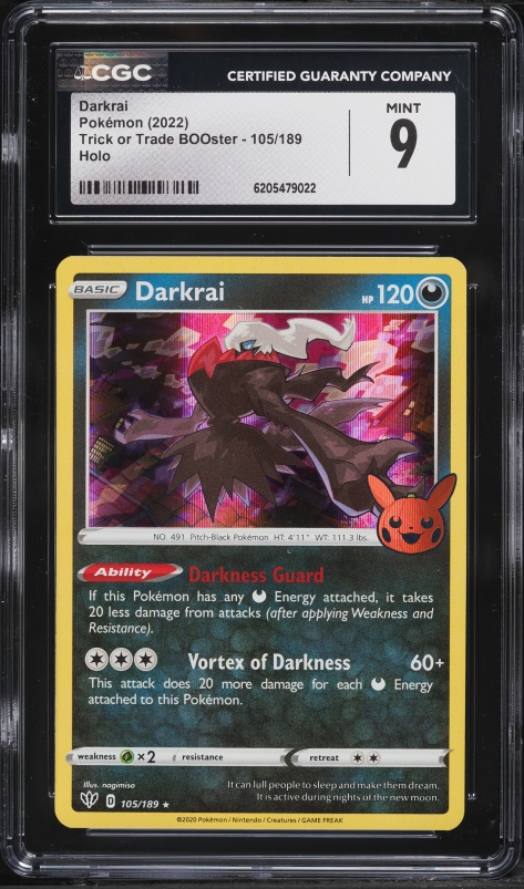 2022 Pokemon Sword & Shield Trick Or Trade BOOster Holo Darkrai #105 CGC 9 MINT
