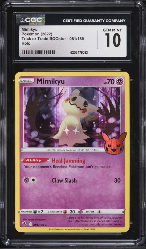 2022 Pokemon SWSH Darkness Ablaze Trick Or Trade BOOster Holo Mimikyu #81 CGC 10 GEM MINT