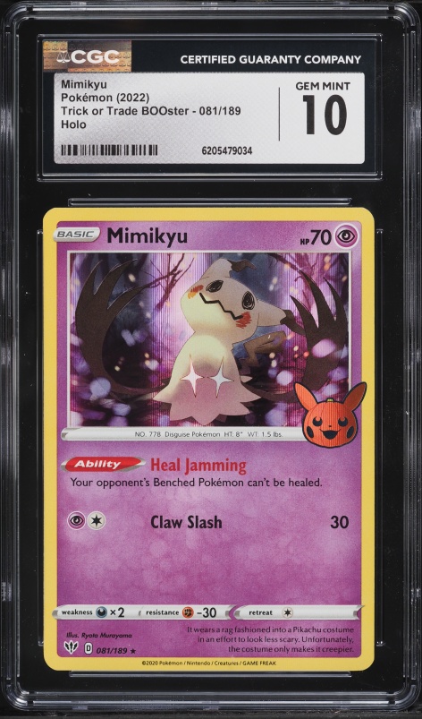 2022 Pokemon SWSH Darkness Ablaze Trick Or Trade BOOster Holo Mimikyu #81 CGC 10 GEM MINT