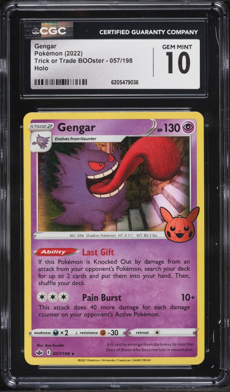 2022 Pokemon Sword & Shield Trick Or Trade BOOster Holo Gengar #57 CGC 10 GEM MINT