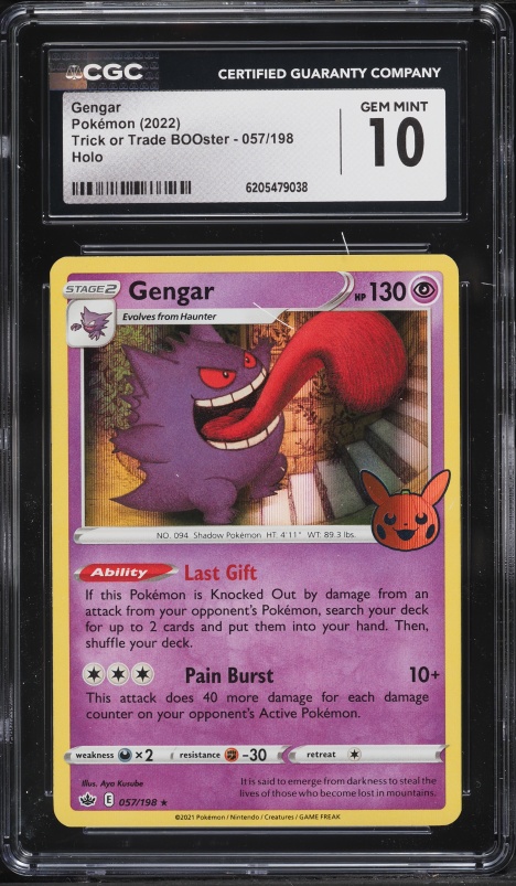 2022 Pokemon Sword & Shield Trick Or Trade BOOster Holo Gengar #57 CGC 10 GEM MINT