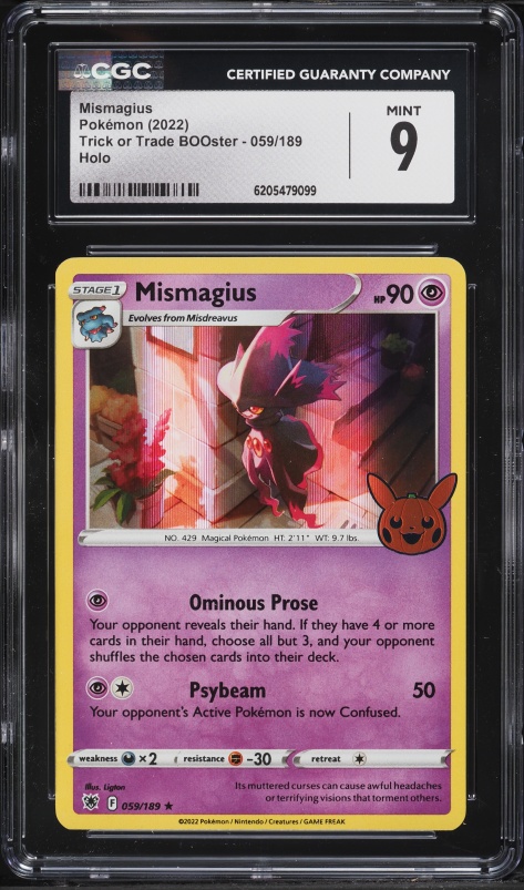 2022 Pokemon Scarlet & Violet Trick Or Trade BOOster Holo Mismagius #59 CGC 9 MINT