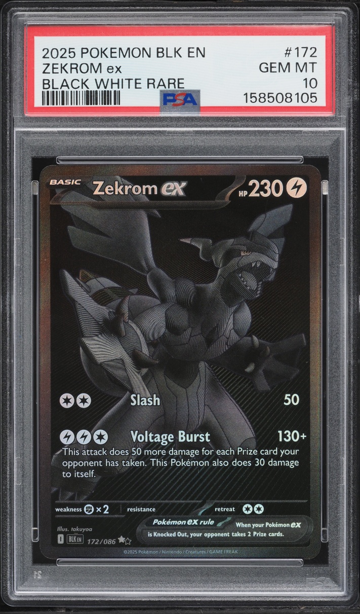 2025 Pokemon Scarlet & Violet Black Bolt BWR Zekrom ex #172 PSA 10 GEM MINT