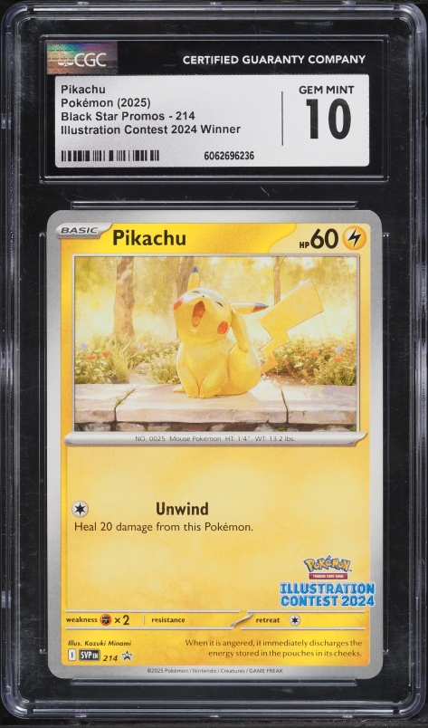 2025 Pokemon Scarlet & Violet Promo Illustration Contest '24 Winner Pikachu #214 CGC 10 GEM