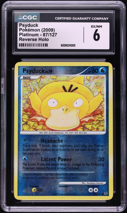 2009 Pokemon Platinum Reverse Holo Psyduck #87 CGC 6 EXMT