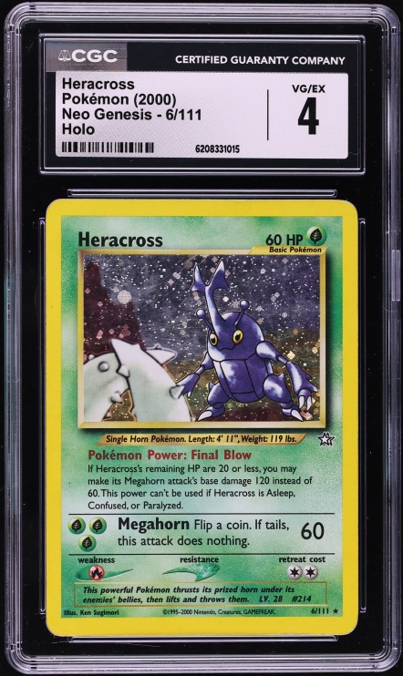 2000 Pokemon Neo Genesis Holo Heracross #6 CGC 4 VGEX