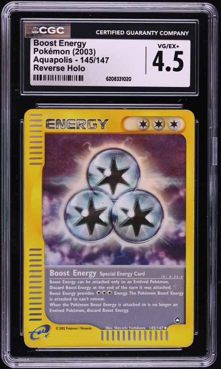 2003 Pokemon Aquapolis Reverse Holo Boost Energy #145 CGC 4.5 VGEX+