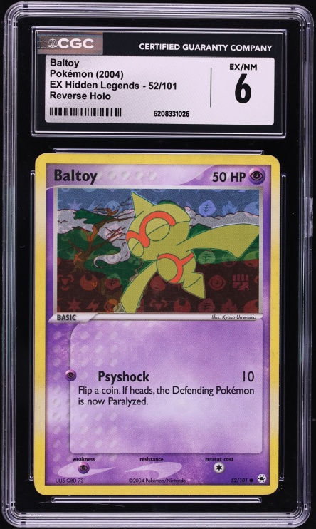 2004 Pokemon EX Hidden Legends Reverse Holo Baltoy #52 CGC 6 EXMT