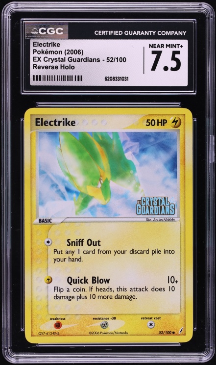 2006 Pokemon EX Crystal Guardians Reverse Holo Electrike #52 CGC 7.5 NRMT+