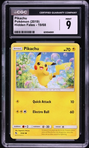 2019 Pokemon Sun & Moon Hidden Fates Pikachu #19 CGC 9 MINT