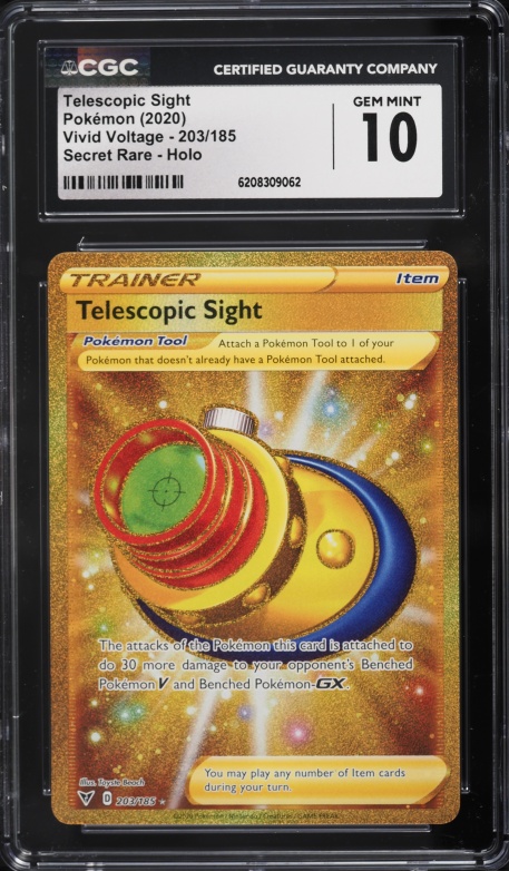 2020 Pokemon SWSH Vivid Voltage Gold Rare Telescopic Sight #203 CGC 10 GEM MINT