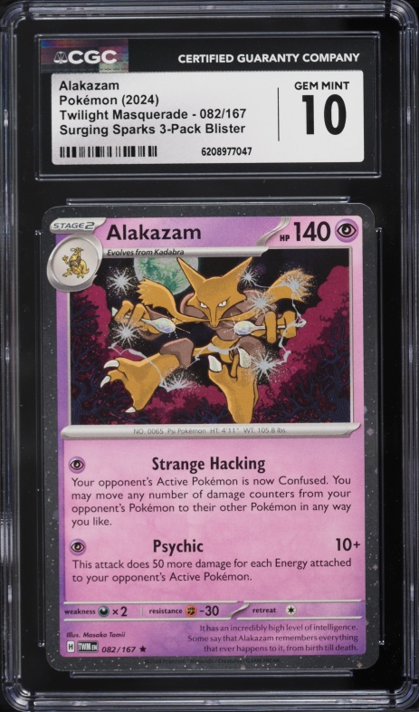 2024 Pokemon Scarlet & Violet Twilight Masquerade Surging Sparks Alakazam #82 CGC 10 GEM MINT