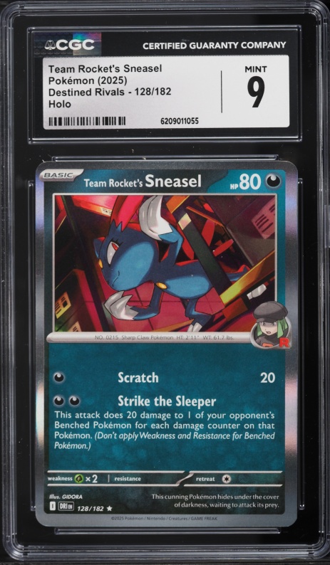 2025 Pokemon Destined Rivals Holo Team Rocket's Sneasel #128 CGC 9 MINT