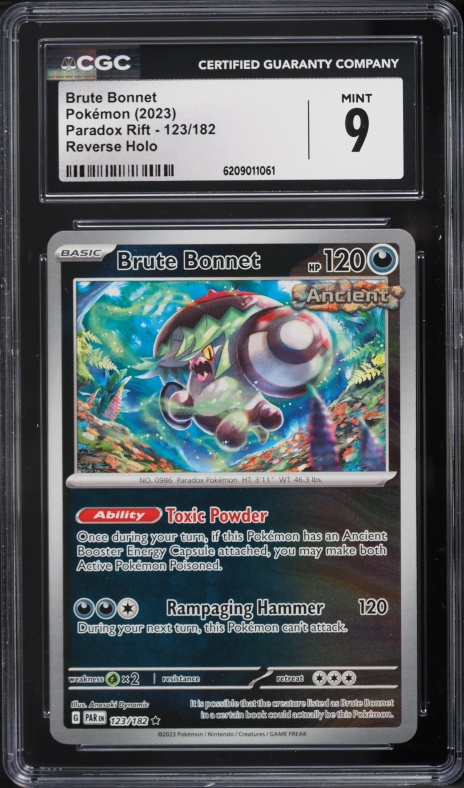 2023 Pokemon Paradox Rift Reverse Holo Brute Bonnet #123 CGC 9 MINT