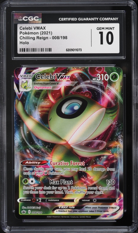 2021 Pokemon Sword & Shield Chilling Reign Holo Celebi VMAX #8 CGC 10 GEM MINT