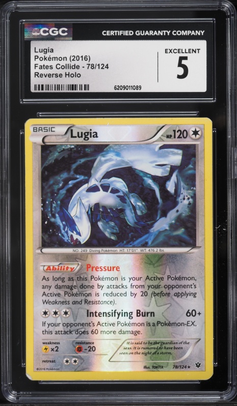 2016 Pokemon XY Fates Collide Reverse Holo Lugia #78 CGC 5 EX