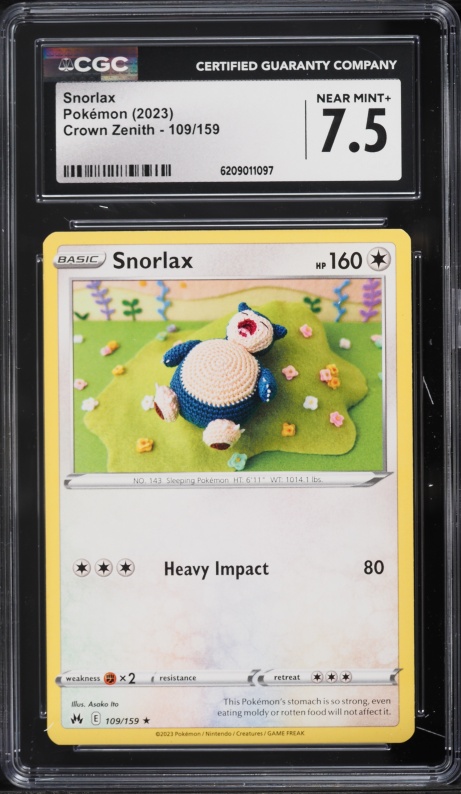 2023 Pokemon Sword & Shield Crown Zenith Snorlax #109 CGC 7.5 NRMT+