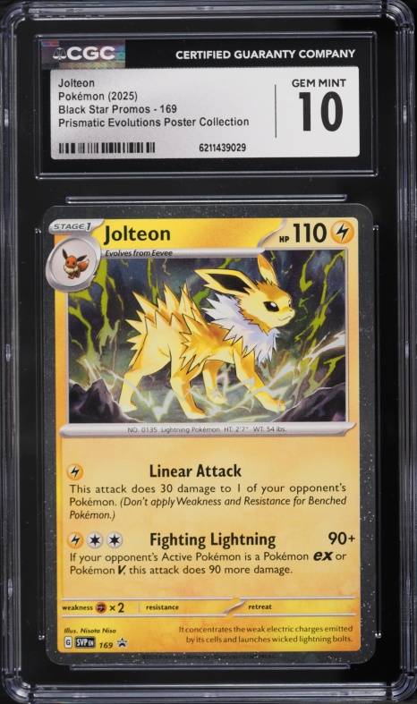 2025 Pokemon Scarlet & Violet Promo Prismatic Evolutions Poster Collection Jolteon #169 CGC 10